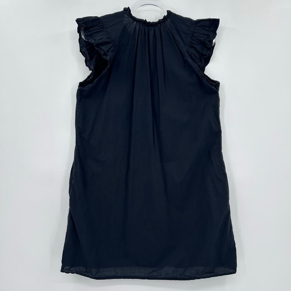 Stark X Dreamy Ruffle Dress XS Black Cotton Mini Shift Flutter Sleeve Peasant - Picture 10 of 12